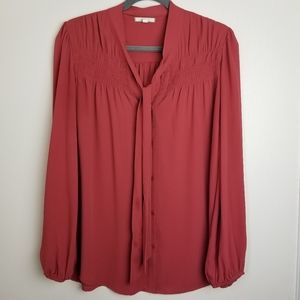 🌻Pleione by Anthropology V-Neck Blouse with a tie